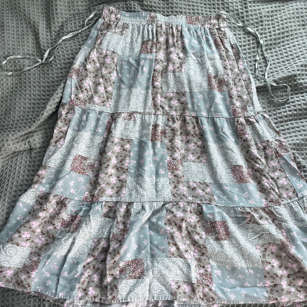 Floral Patchwork Maxi Skirt